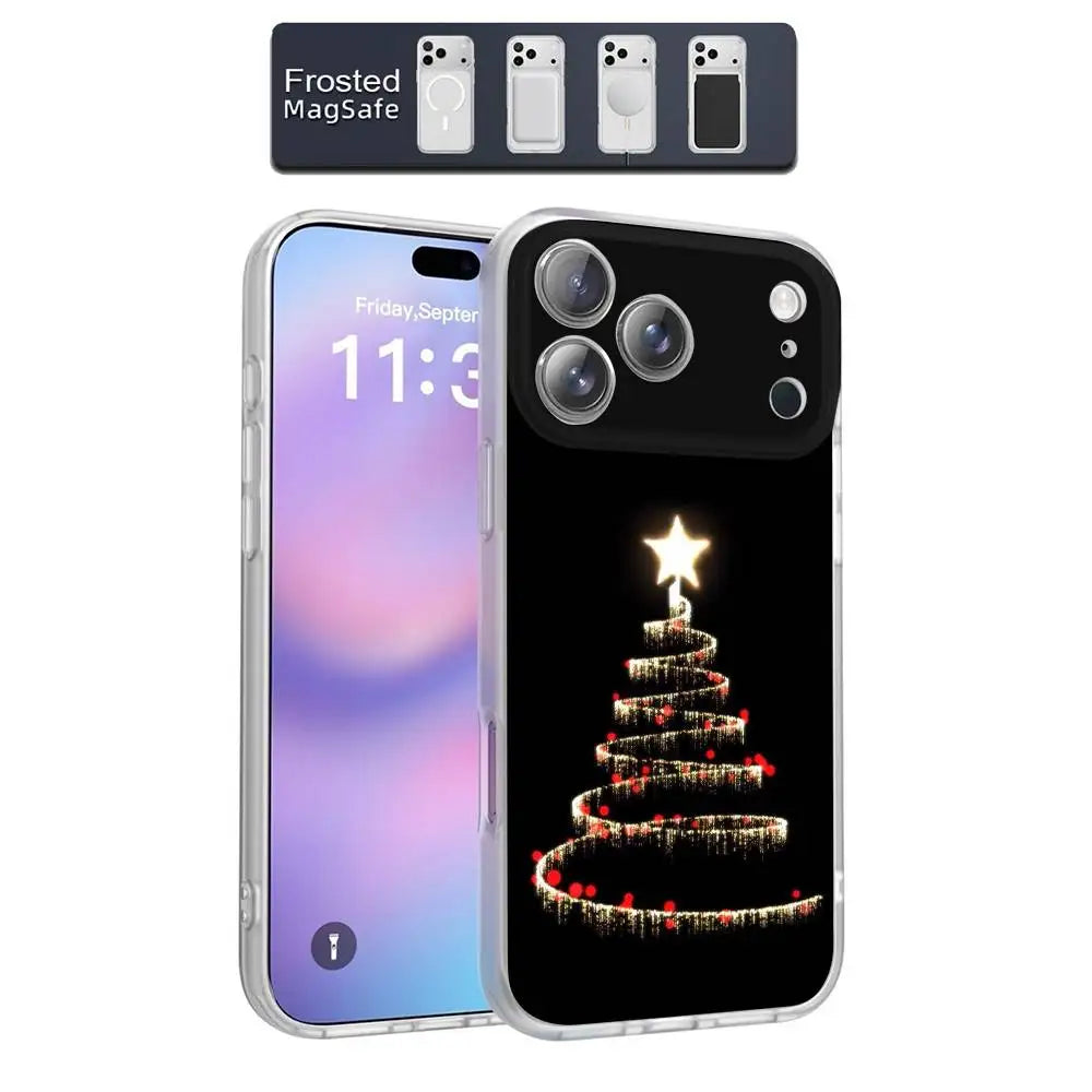 Merry Christmas Tree Cat Phone Case For iPhone 17,16,15,14,13,12,11,Pro,Max,Plus,E,Air,Mini Magnetic Magsafe Frosted Clear