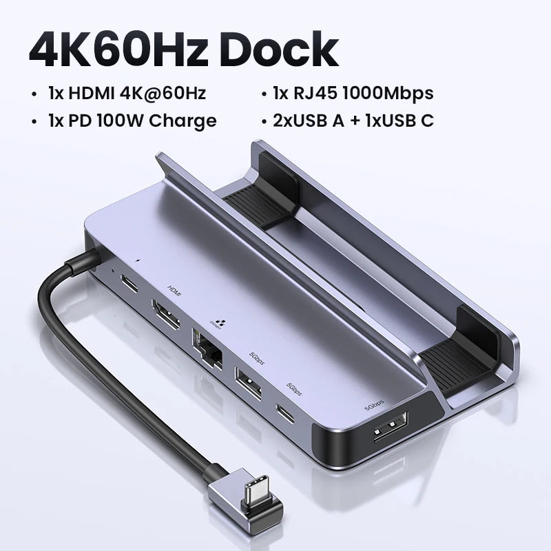 UGREEN 4K60Hz HDMI USB C HUB Docking Station for Steam Deck Type-C to RJ45 PD100W 10Gbps USB-A/C for iPad ROG Ally Legion Go PC