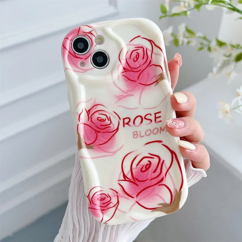 FLYKYLIN Luxury Cream Rose Phone Case For Samsung Galaxy S25 S24 Ultra S23 S22 S21 Plus S20 FE Soft Silicon Cover - covers4phones