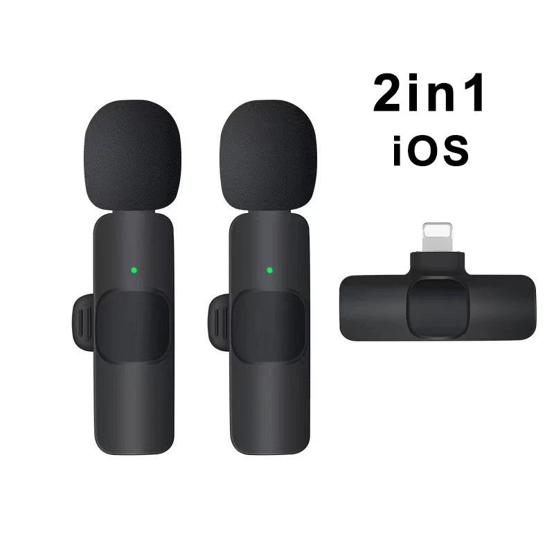 Wireless Lavalier Microphone Portable Audio Video Recording Mini Mic for iPhone Android Live Broadcast Gaming Phone Mic - covers4phones