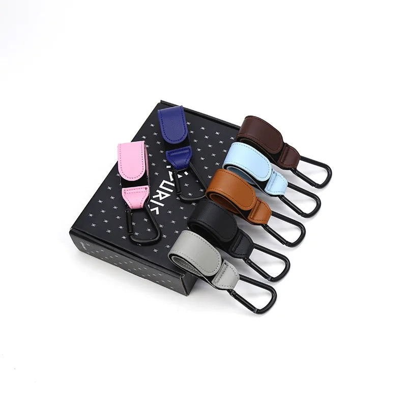 1 PCS PU Leather Baby Bag Stroller Hook 360 Degree Rotatable Multi Purpose Pram Hook Baby Stroller Accessories - covers4phones