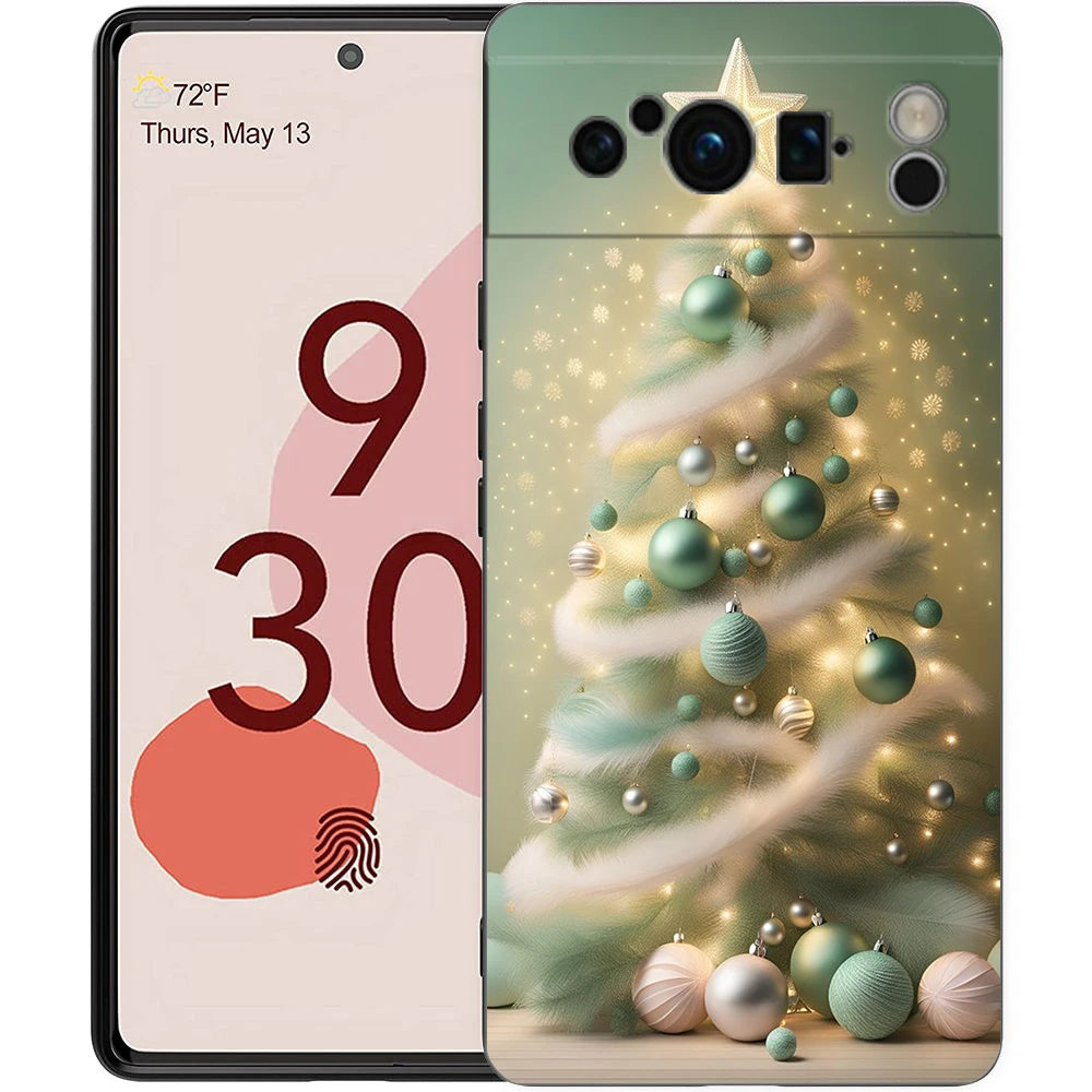 Phone Case Cover for Google Pixel 9 8 7 6 9A 8A 7A 6A Pro 10 9 Pro XL Soft TPU Shockproof Shell Capas Christmas Christmas Tree