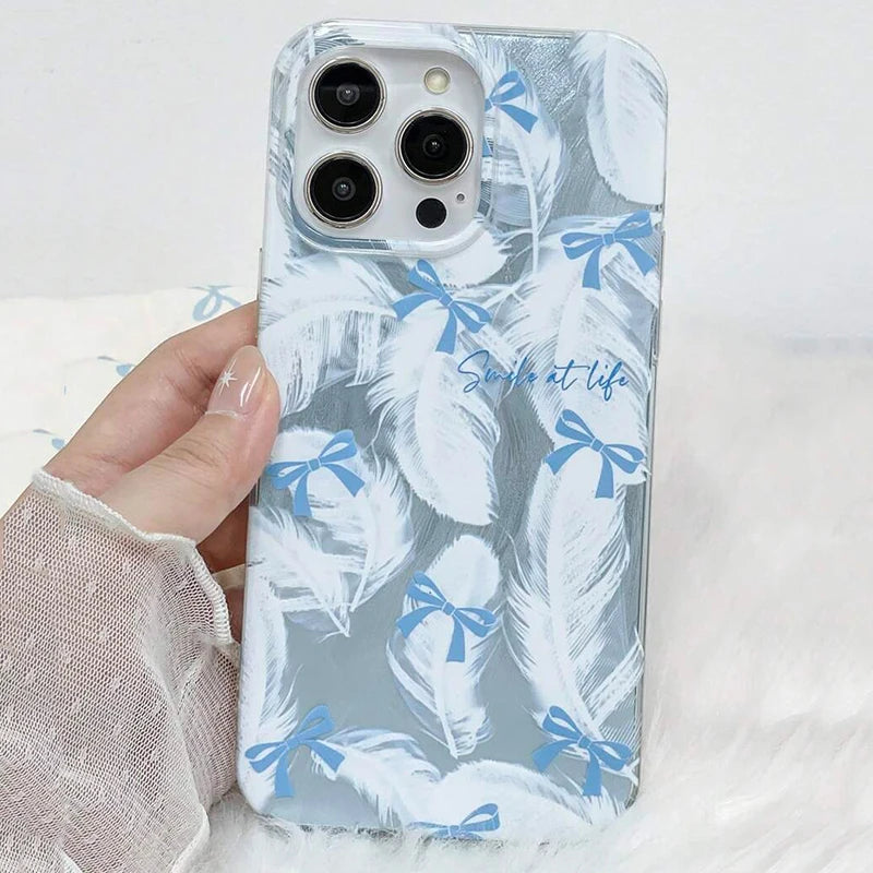 Case for iPhone 17 16 Butterfly Bow Print Phone Cases for iPhone 17 Air 15 14 13 12 11 Pro Max X XR XS 7 8 Plus SE2 16E Cover