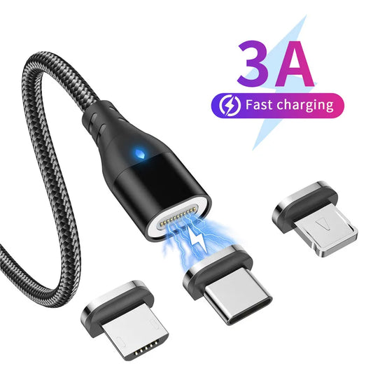 3A Magnetic Cable Type C Super Fast Charging Micro USB Cable USB C Magnet Charger For iPhone 15 14 Huawei Xiaomi Phone Wire Cord - covers4phones