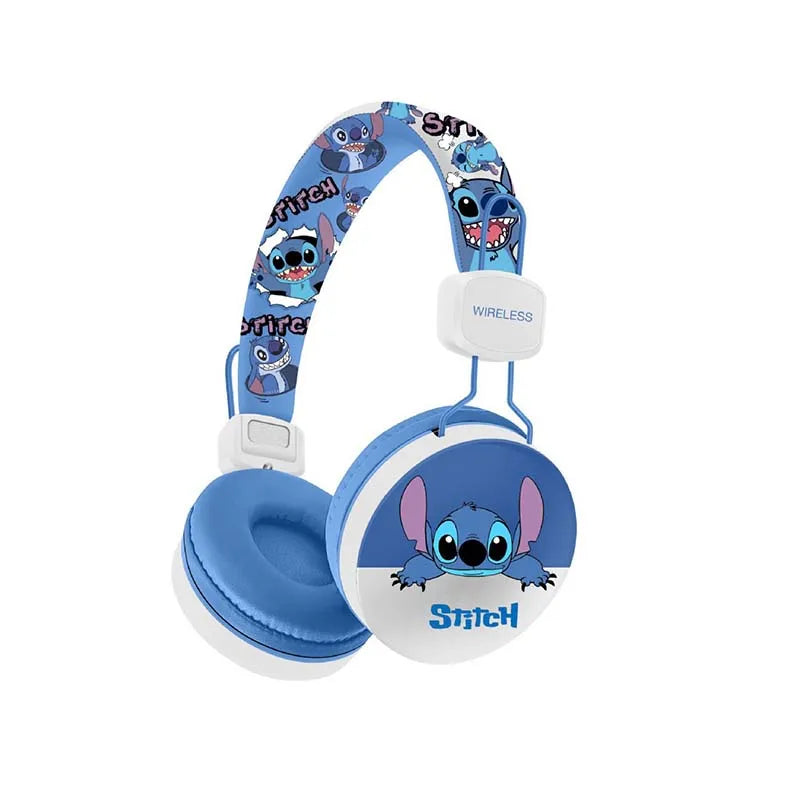 Disney Stitch Headphones Bluetooth Wireless Earbuds HIFI Stereo Sound Headsets with Mic for Spider Man Kids Anime Cartoon MF601