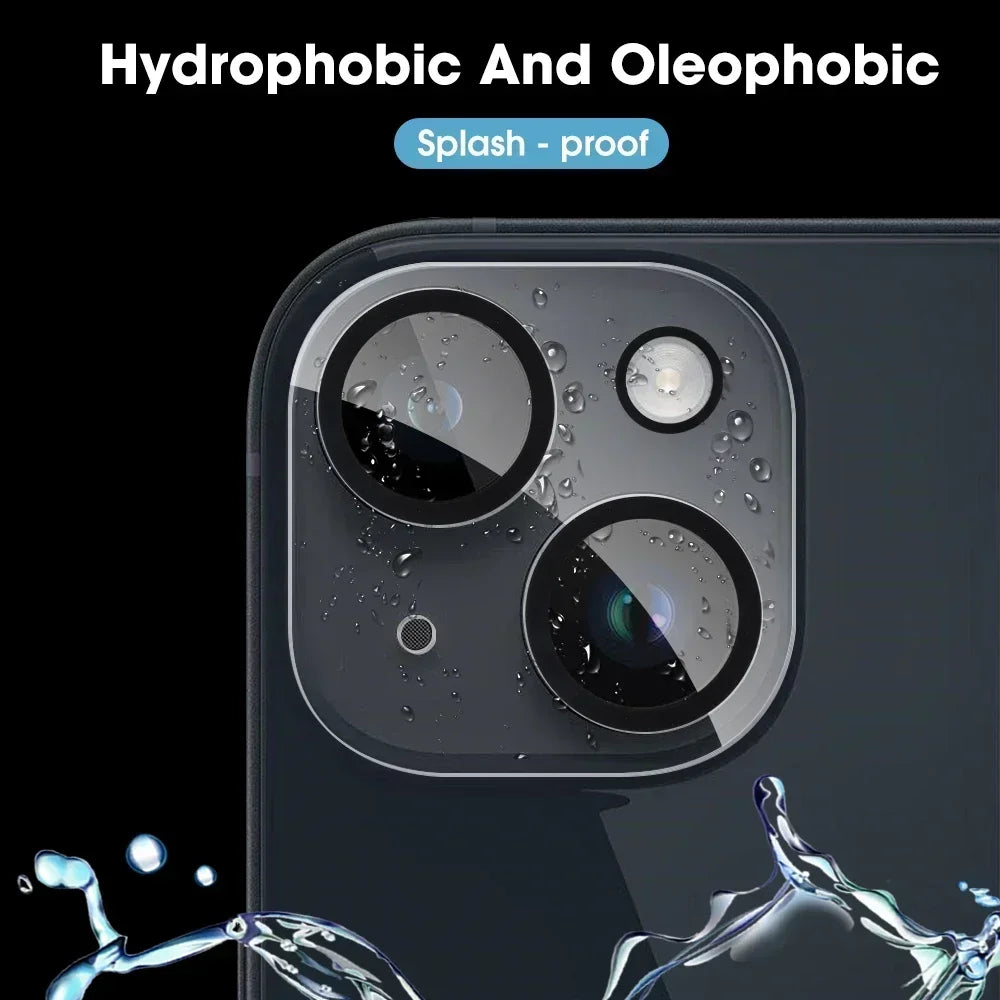 1-5Pcs Tempered Glass for iPhone 16 15 14 13 Pro Max Plus Mini Camera Lens Protector Black Circle Protective Lens Film Cover - covers4phones