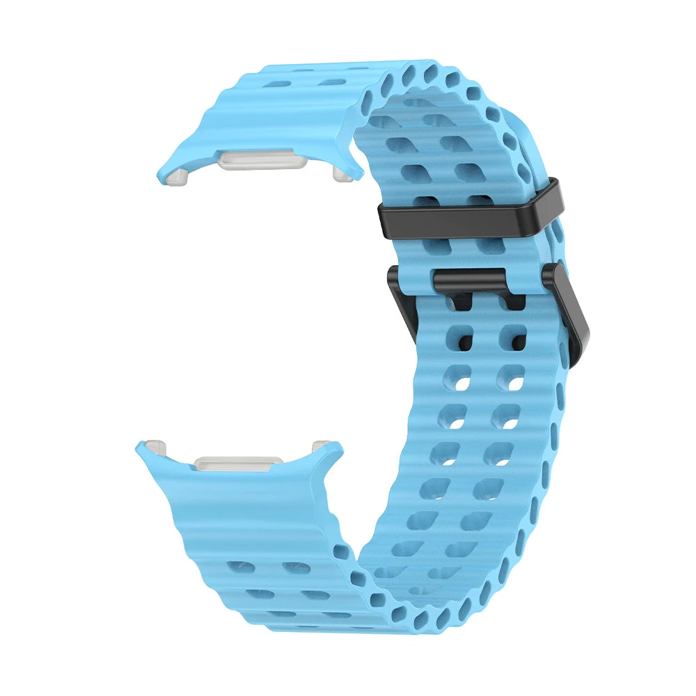 NEW Marine Silicone Strap For Samsung watch ultra 47mm Bracelet No Gaps Sport two-tone Band for Galaxy 7 ultra watchband straps