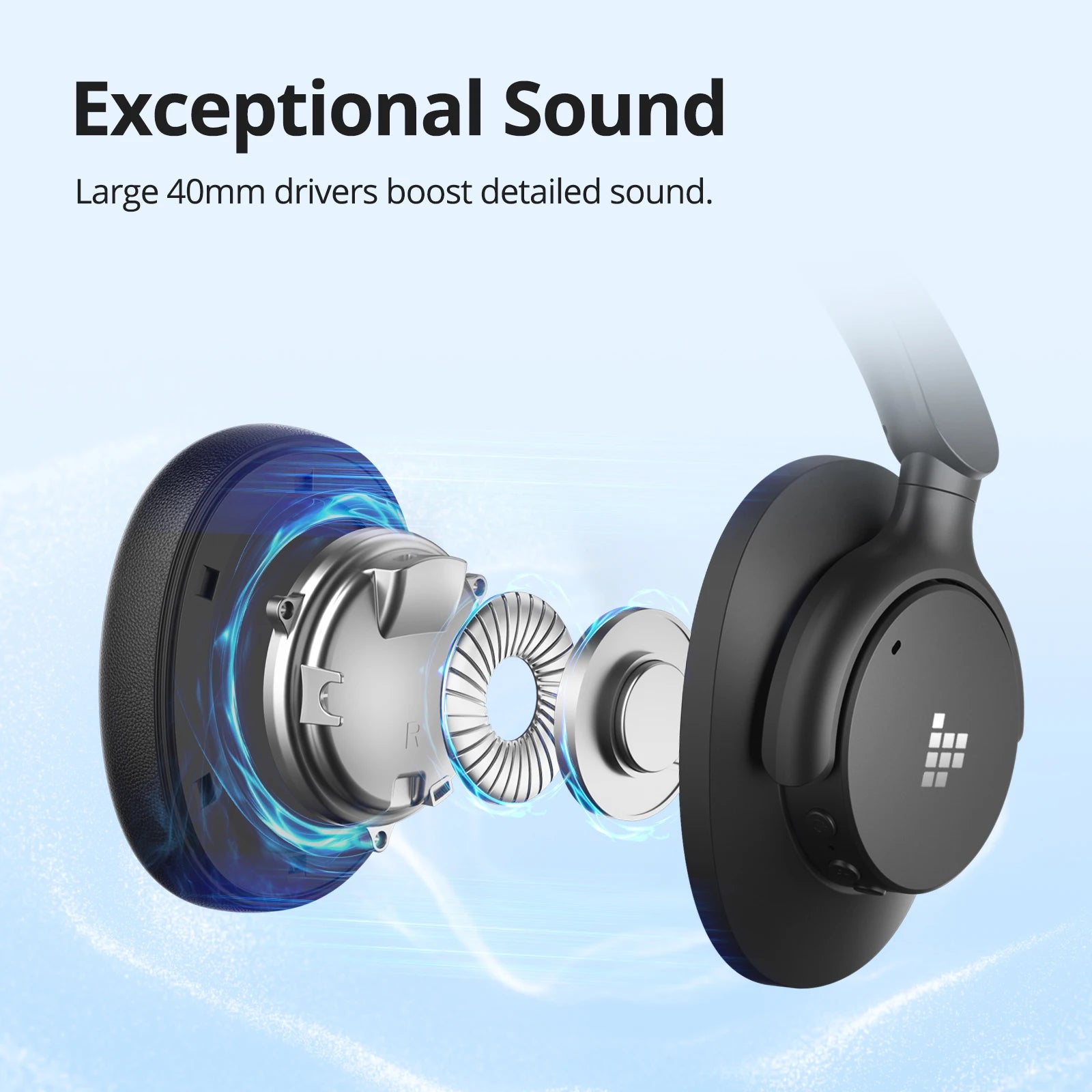 Tronsmart Sounfii Q20 Headphones Bluetooth Headset with Active Noise Cancellation, 50H Playtime, App Control, Dual Audio Mode - covers4phones