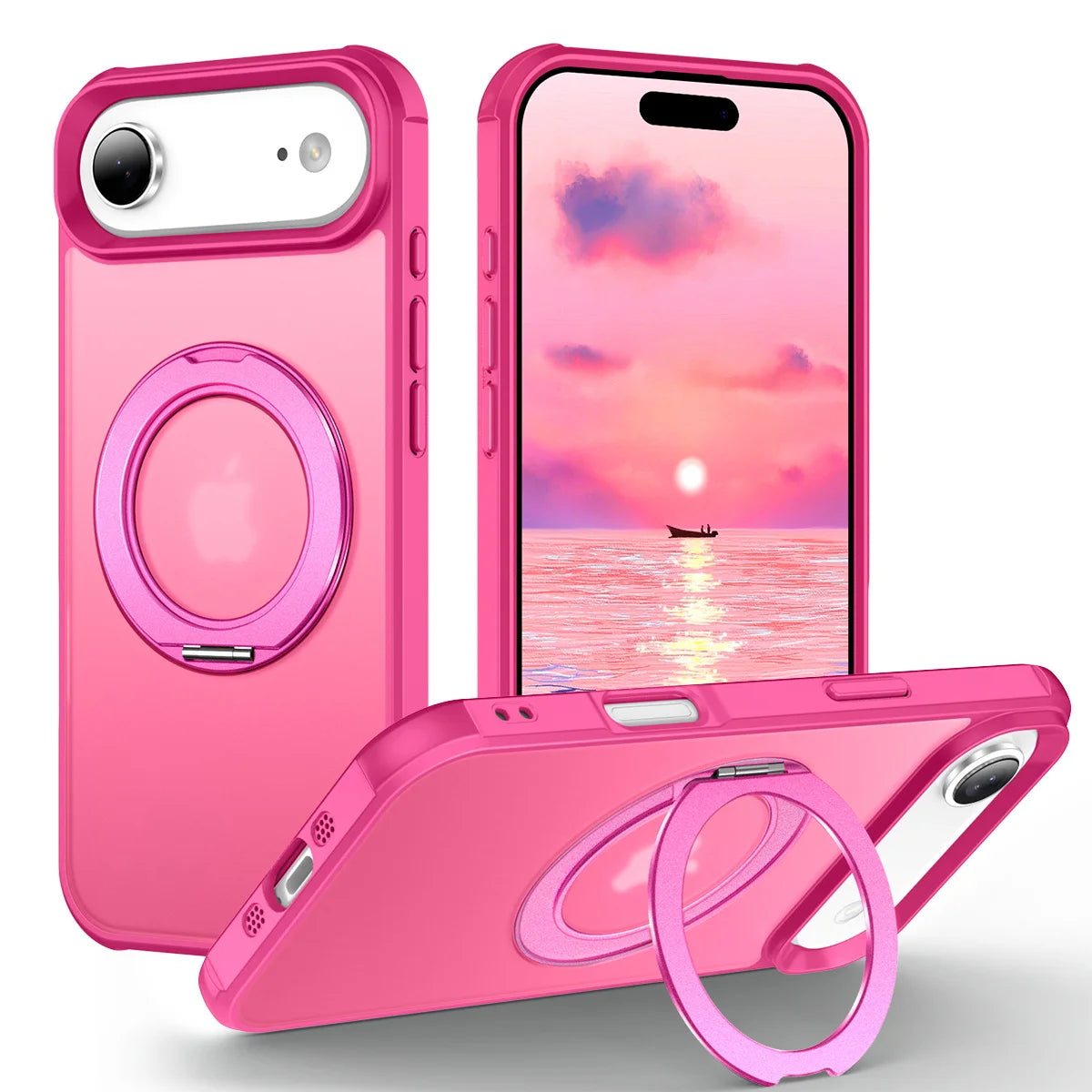 For iPhone 17/17 Pro/17 pro Max/17 Air Case with 360° Rotatable Matte Magnetic Ring Hidden Stand Drop-Proof Protection
