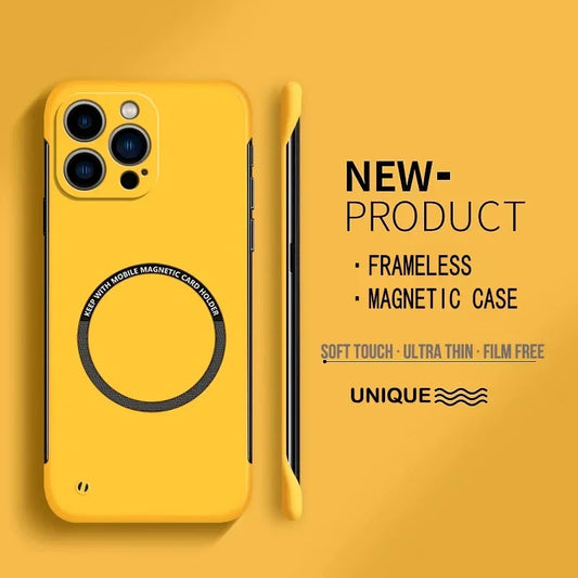 Ultra Thin Hard PC Magnetic Frameless Phone Case for Magsafe IPhone 15 14 Pro Max 13 12 Mini 11 Pro Max Matte Color Solid Cover - covers4phones