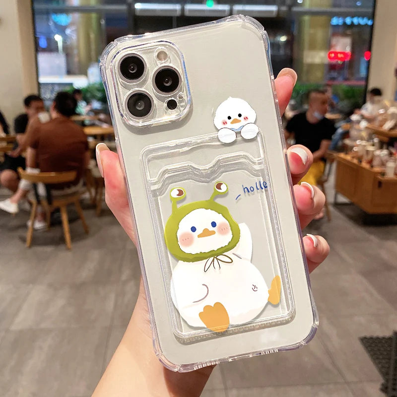 Cartoon Bear Phone Case For Samsung A54 A55 A15 A53 A52 A33 A35 A13 A34 A14 A24 A25 A06 A16 S21 S22 S23 S24 Ultra Card Bag Cover - covers4phones