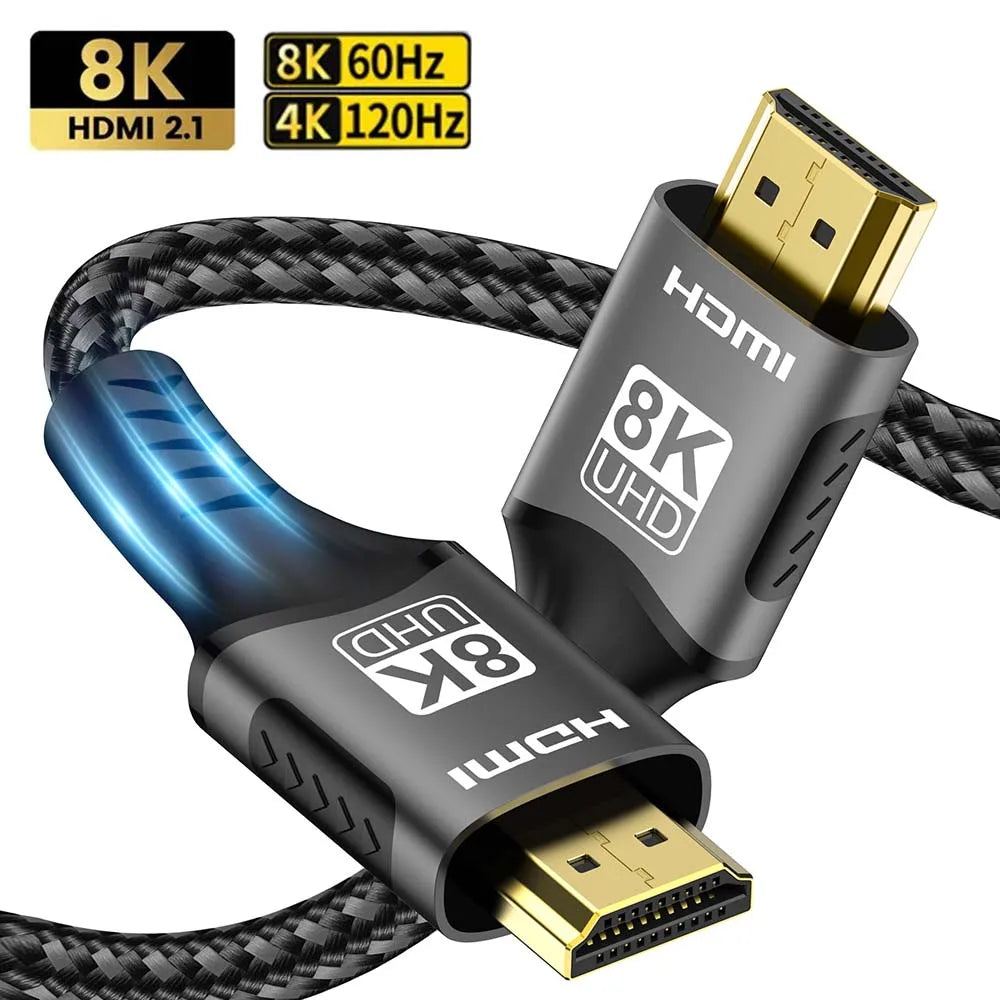 8K HDMI-Compatible Cable 4K@120Hz 8K@60Hz HDMI 2.1 Cable 48Gbps Adapter For RTX 3080 eARC HDR Video Cable PC Laptop TV box PS5 - covers4phones