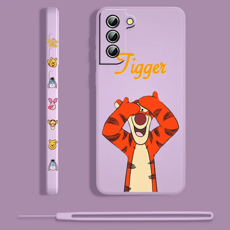 Winnie The Pooh For Samsung Galaxy S23 S22 S21 S20 S10 Note 20 10 Ultra Plus Pro FE Lite Liquid Left Rope Phone Case Coque Capa - covers4phones