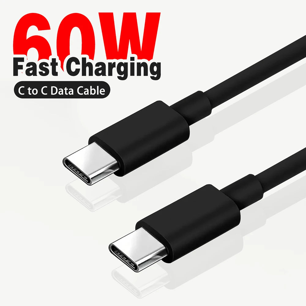 PD 60W USB C to USB Type C Cable Fast Charge Data Cable For Iphone 15 15Pro Huawei Samsung Xiaomi Data Line Black White 1M 2M 3M - covers4phones
