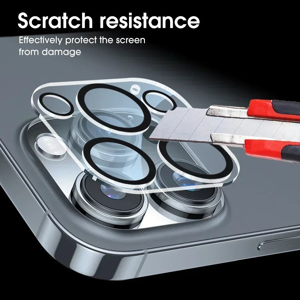 1-5Pcs Tempered Glass for iPhone 16 15 14 13 Pro Max Plus Mini Camera Lens Protector Black Circle Protective Lens Film Cover - covers4phones