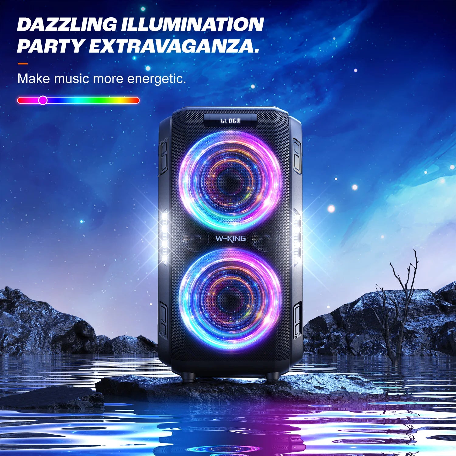 W-KING 250W PEAK Large Bluetooth Speaker Loudest/Massive 120dB/12 Custom Bass, V5.3 Big Party Boombox Portable Speaker Wireless - covers4phones