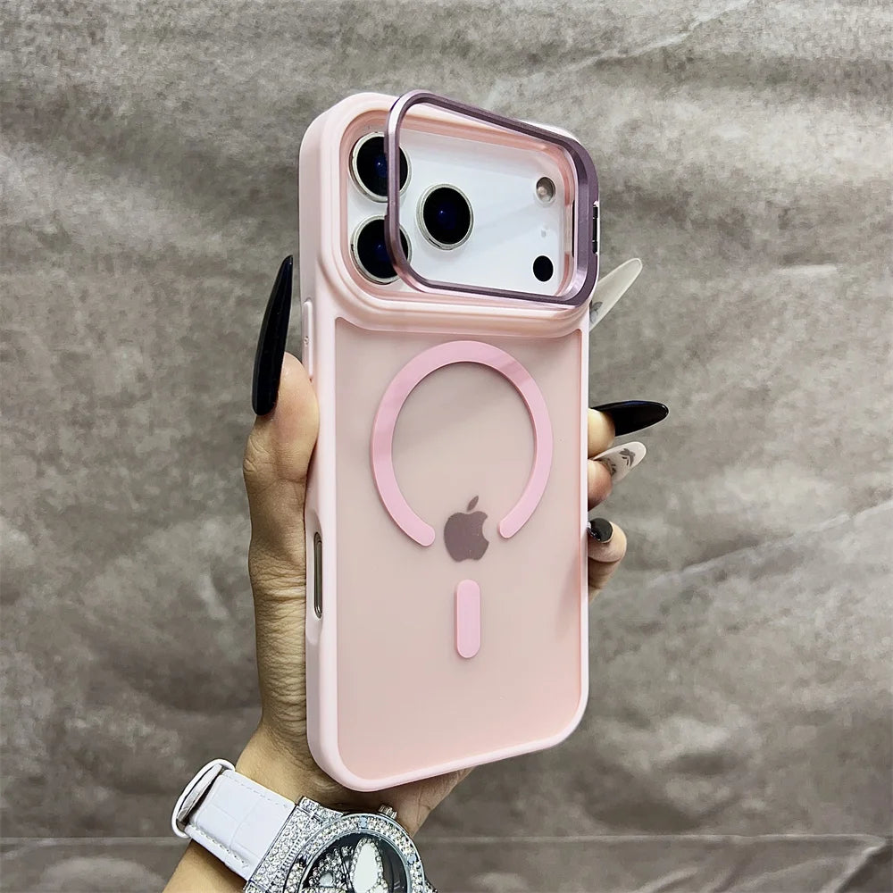 Matte Magnetic Translucent Wireless Charge Stand Case For iPhone 17 Air 16 15 14 13 12 11 17 Pro Max Magsafe Must-Haves Cover