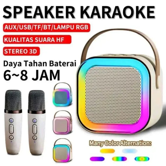Bluetooth K12 Karaoke Machine Portable 5.3 PA Speaker System with 1-2 Wireless Microphones Home Family Singing Children's Gifts - covers4phones