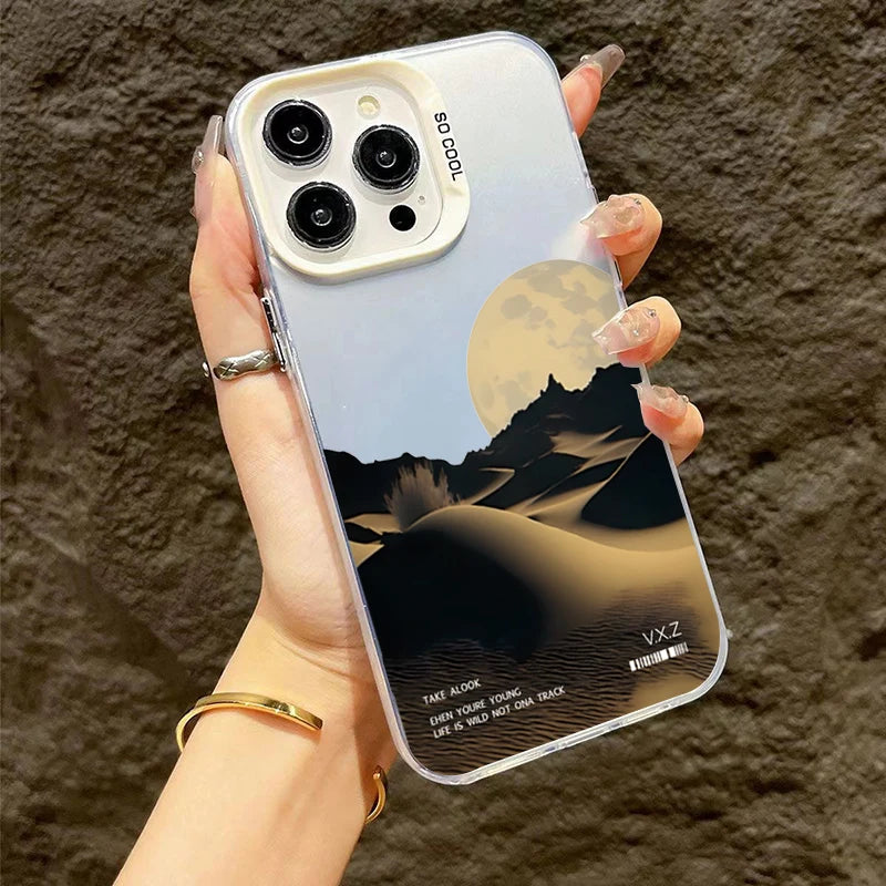 For iPhone 16 15 Pro Max Case Snow Mountain Scenery Design TPU Basic Case for iPhone 14 13 12 11 XS XR 7 8 Plus Hard Matte Cover - covers4phones