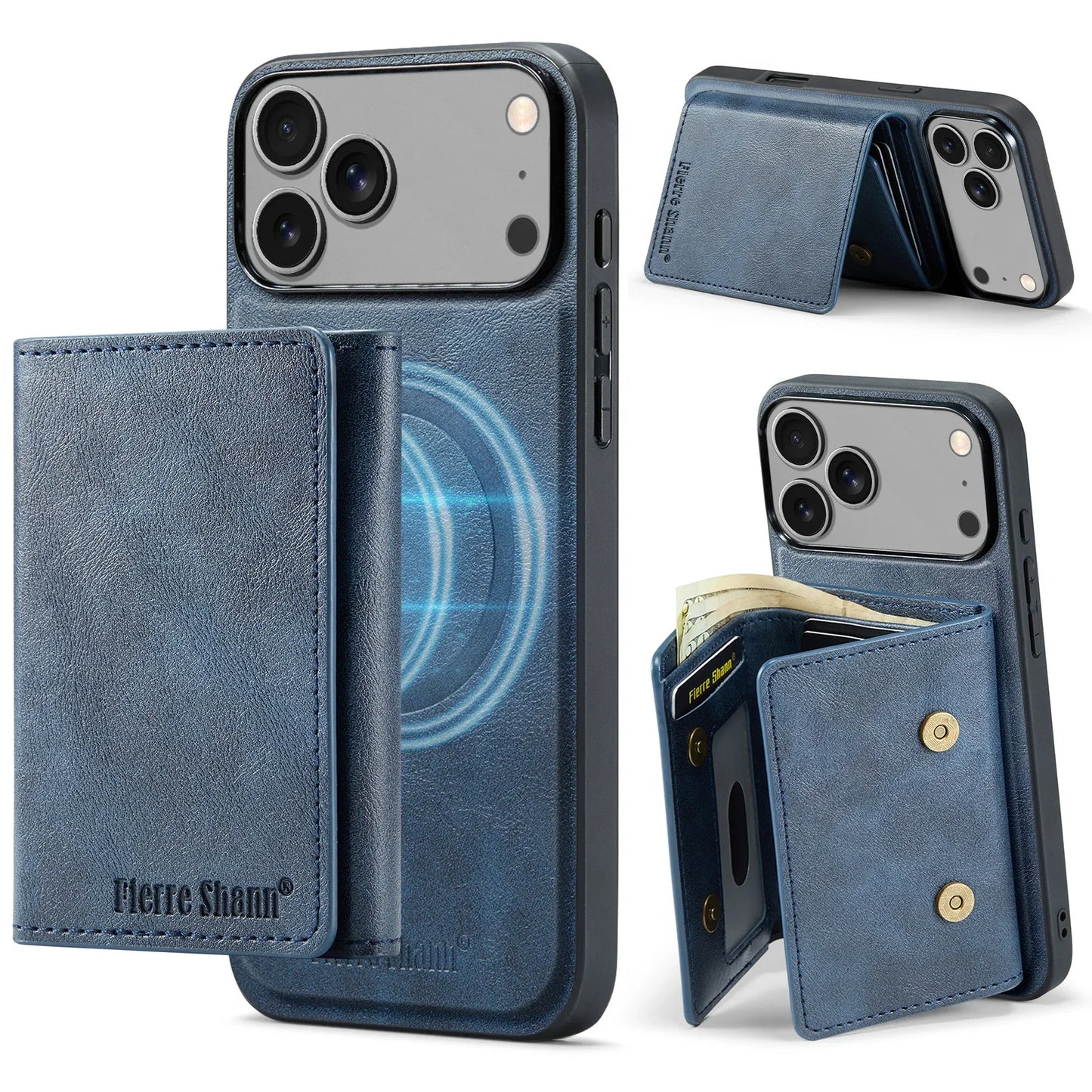 Leather Phone Case for iPhone 17 Pro Max 17Air 16e 16 Plus 15 14 13 12 11 7 8 SE3 Magnetic Detachable Card Holder Wallet Cover