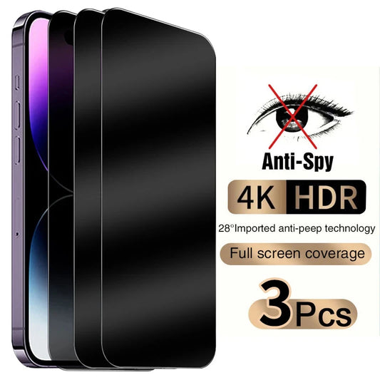 3PCS Full Cover Anti-Spy Screen Protector For iPhone 11 12 13 14 15 PRO MAX Privacy Glass For iPhone 14 15 Plus XR XS Max Glass - covers4phones