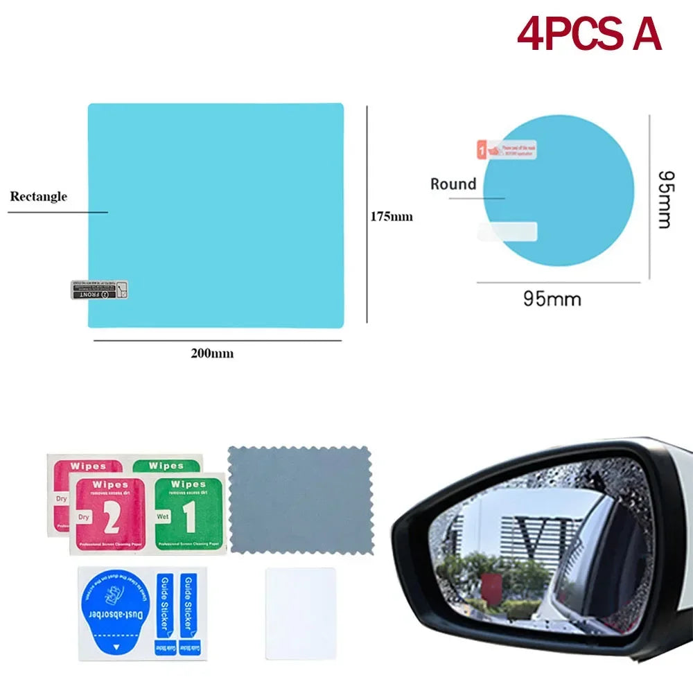 2/4pcs Car Rearview Mirror Film Side Window Rainproof Clear Film Anti Fog Window Mirror Protective Sticker for Car Accessories