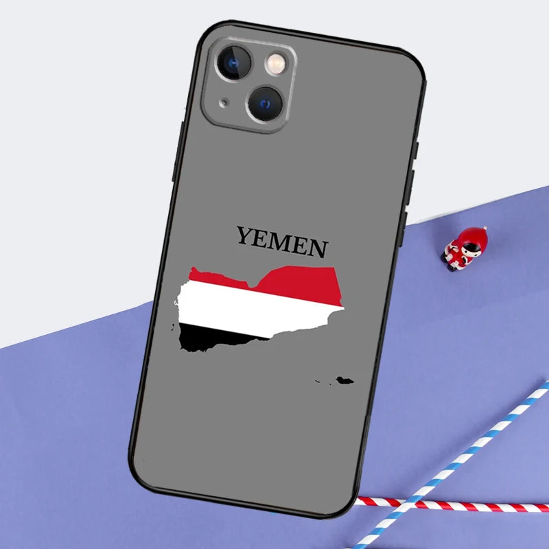 Yemen Flag Phone Case For iPhone 16 15 11 12 13 14 Pro Max Mini XS XR X 7 8 Plus Soft TPU Cover - covers4phones