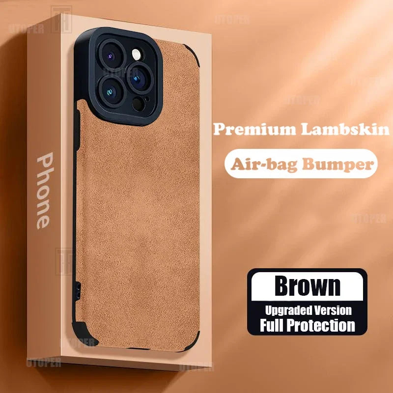 Advanced Business Suede Anti-slip Phone Case For iPhone 16 15 14 13 12 11 Pro Max 16 Plus Lens Full Protection Shockproof Cover