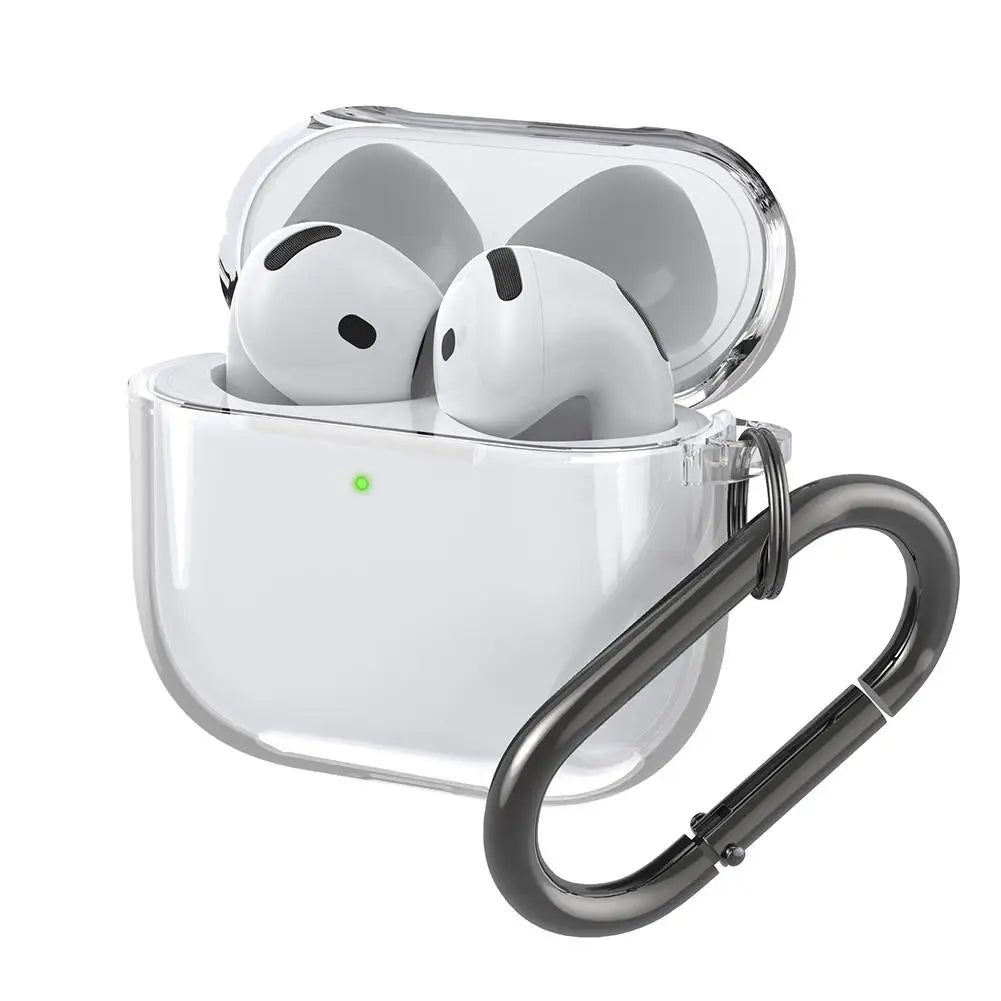 Translucent Protecitve Case For AirPods 4 Premium Sleeve Cover For AirPods 4th Generation Case Drop Protector with Carabiner - covers4phones