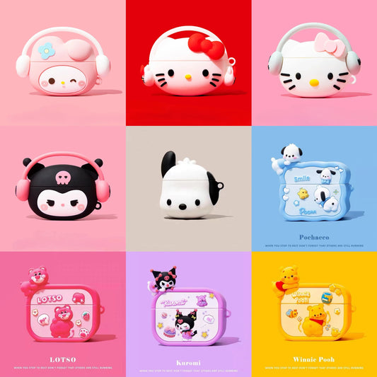 3D Music Case for Apple AirPods 1 2 3 Pro 2 Case Cute Cartoon Anime Silicone Earphone Protective Cases Accessories Headphone Box - covers4phones