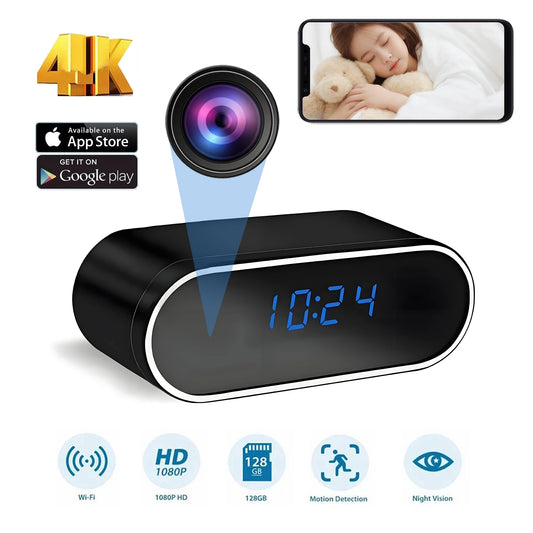 1080P WiFi Mini Camera Full HD Clock Camera with Movement Detect Night Vision for Home and Office Surveillance - covers4phones