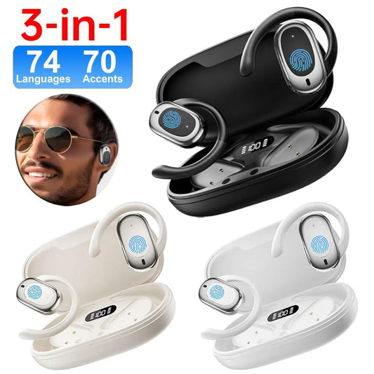 144 Languages Real-Time Translator Earbuds 3 in 1 Translation Earphones Noise Reduction Waterproof Business AI Translator Earbud - covers4phones
