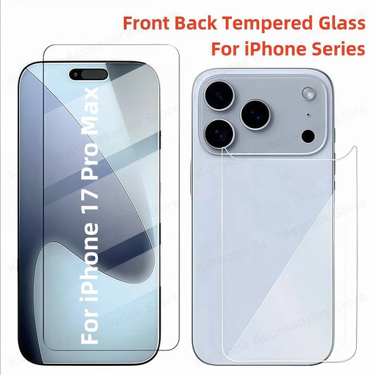 4in1 For iPhone 17 16 Pro Max Tempered Glass Front+Back HD Clear Screen Protector For iPhone 17 Air 16 17 ProMax 17Pro Max Glass