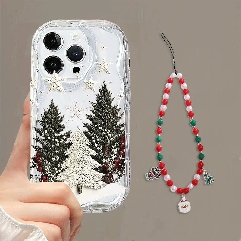 Cute 3D Christmas Santa Claus Tree Chain Phone Case For IPhone 17 Air 16 Pro Max Plus 12 13 14 15 Pro Max Mini 16E Soft Cover