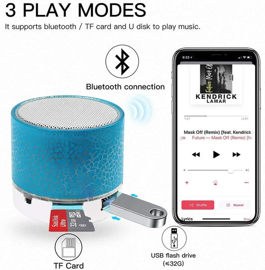 TF Wireless Mini Motion Bluetooth Speaker With LED Lights Speaker Super Bass Stereo Rechargeable Portable Outdoor Small Speaker - covers4phones