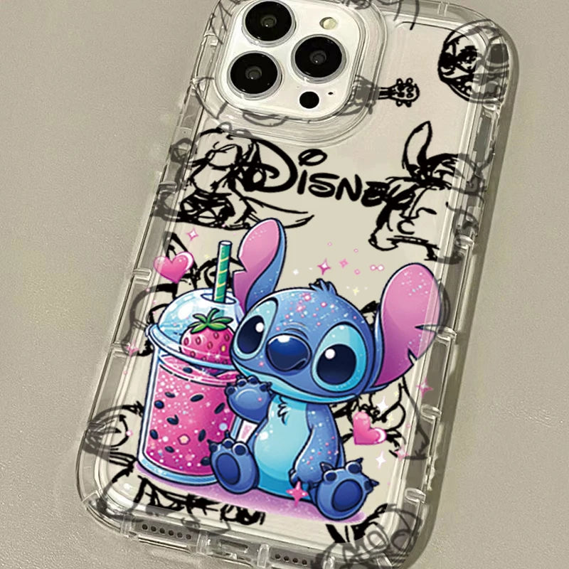 Disney Lovely Stitch Case for iPhone 15 14 13 12 11 Pro Max XR XS X 8 7 6 6S Plus SE 2020 Printing Protective Clear Phone Cover - covers4phones