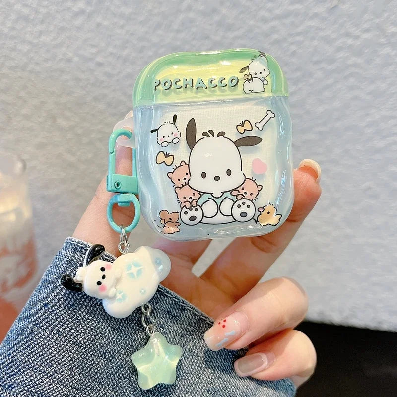 Cute Cartoon Sanrio Pochacco Earphone Case For Airpods 1 2 3 4 Pro 2 Wireless Bluetooth Headset Protective Cover With Pendant