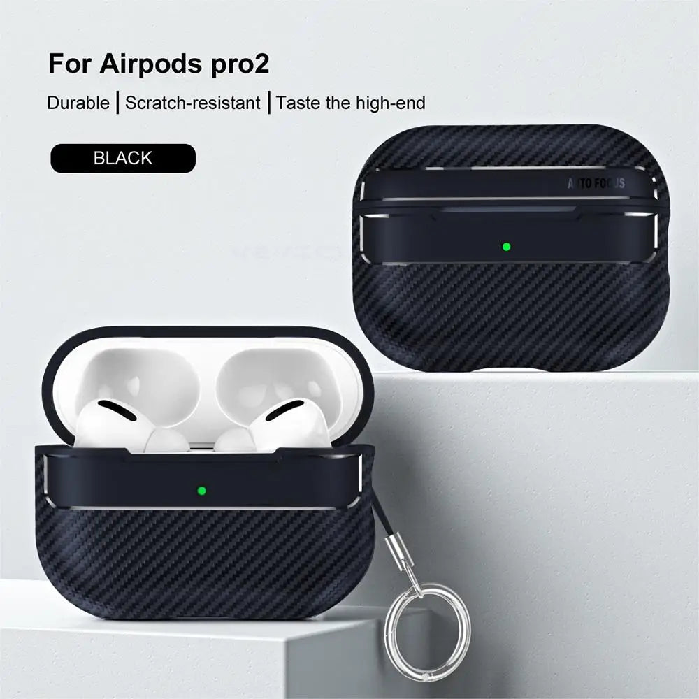 For Airpods Pro 2 Case Carbon Fiber Earphone Cover For Apple AirPods Pro 3 Third Generation pro 2 usb c Boxs Case with Hook - covers4phones