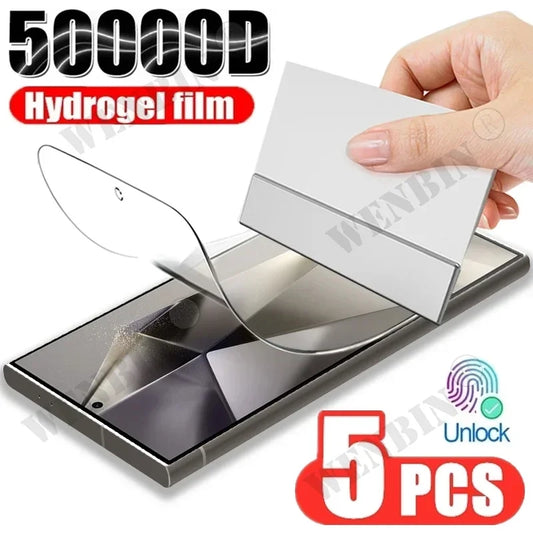 5 Pcs Hydrogel Film For Samsung Galaxy S25 S24 S23 S22 S21 Ultra Plus S24 FE A56 A55 A36 A35 A26 A25 A15 A16 5G Screen Protector - covers4phones
