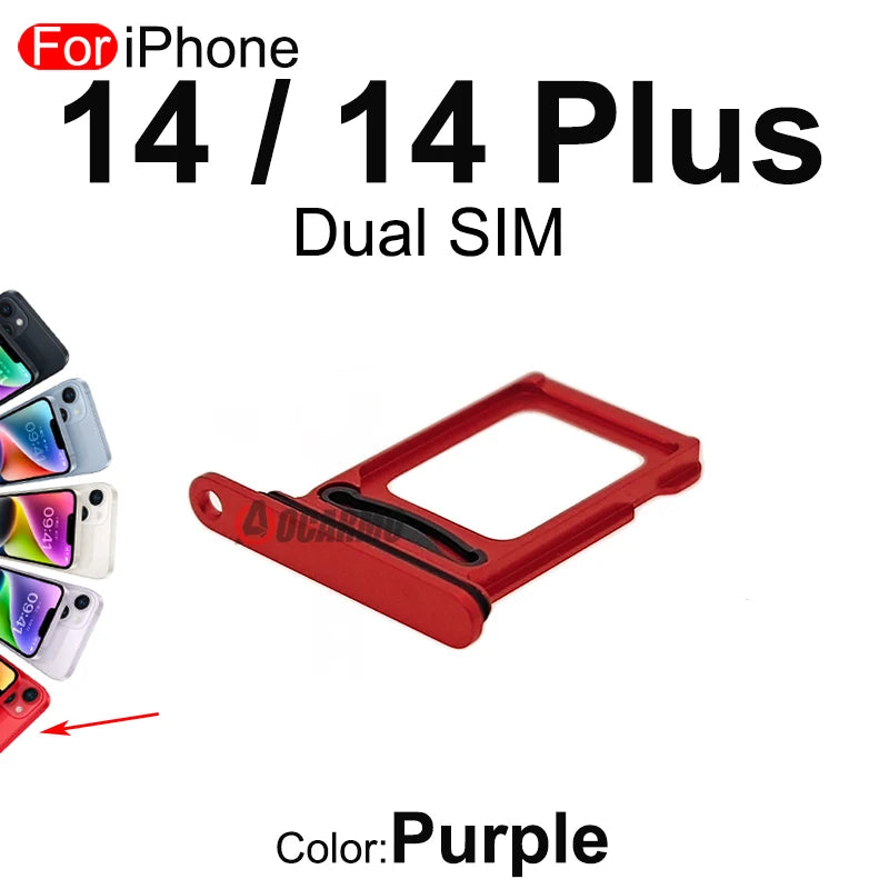Aocarmo For iPhone 14 Plus 14P Single Dual SIM Card Tray Holder Slot Drawer Black White Purple Blue Red - covers4phones