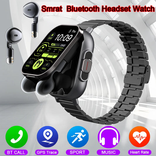2024 Smart Watch 2 in 1 With Earphone Smartwatch Bluetooth Call Men Watch GPS Track Heart Rate Monitor Play Music SmartWatch - covers4phones
