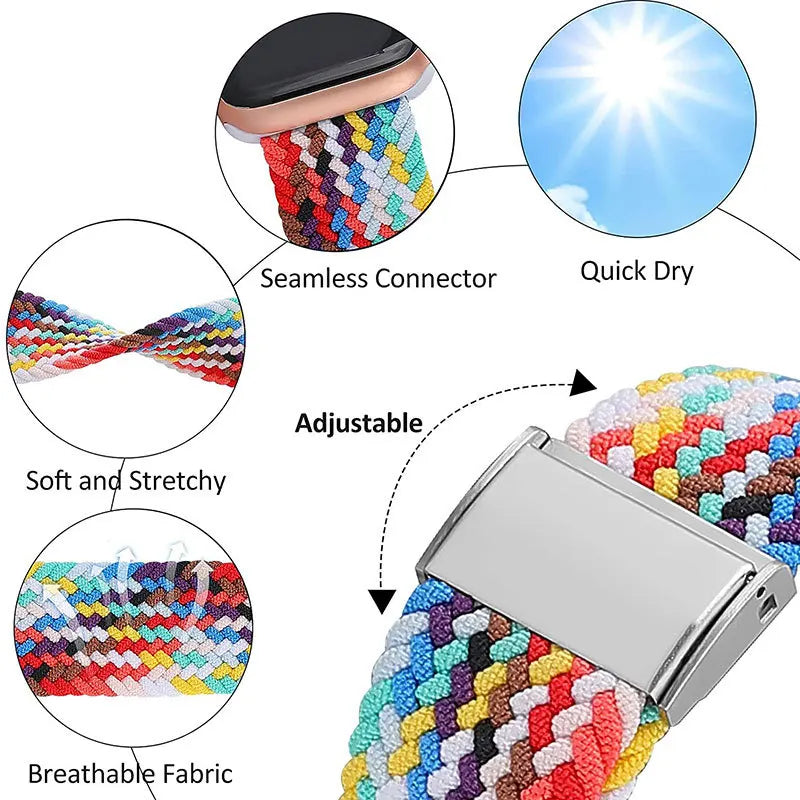 2pcs Braided Solo Loop For Apple Watch Band 44mm 40/49/45/41/42/38mm Elastic Nylon Belt Bracelet IWatch Series 7 3 SE 6 8 Ultra - covers4phones
