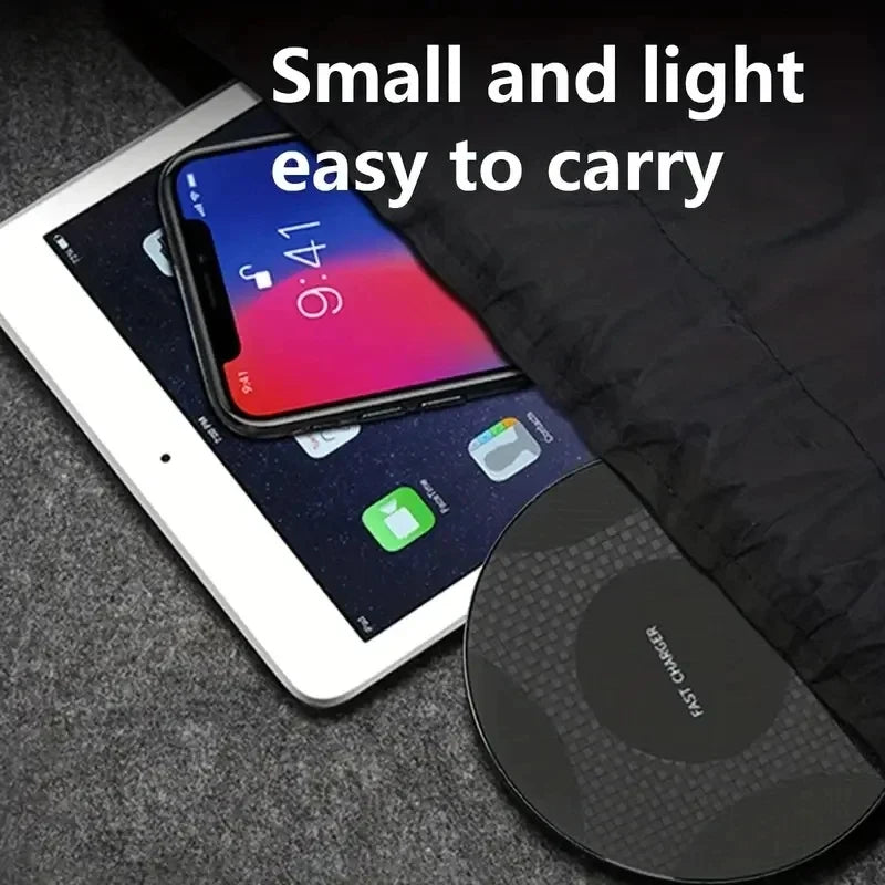 10W Wireless Charger Pad Stand Desktop Ultra-thin Mobile Phone Fast Charging Dock Station For iPhone 14 13 12 11 Samsung Xiaomi - covers4phones