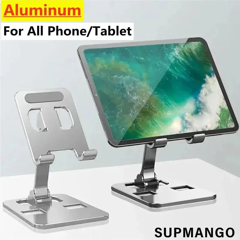 Universal Aluminum Alloy Portable Tablet Holder Mount For iPad Adjustable Flexible Folding Lazy Desktop Live Mobile Phone Stand - covers4phones