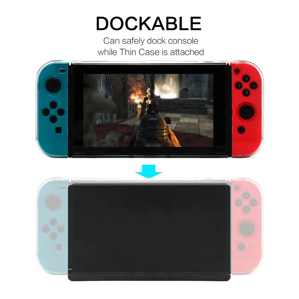 3 In 1 Protective Case Cover Dockable Clear Shock-Absorption Anti-Scratch Protector for Nintendo Switch Tpu Soft Joy-Con Case - covers4phones