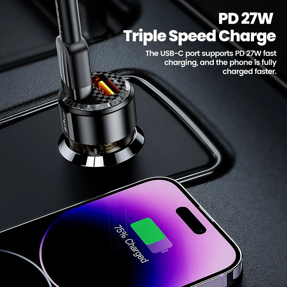 Toocki 60W Car Charger 30W Quick Charge Transparent Case PD 27W for iPhone 15 14 13 12 Xiaomi Poco Samsung Fast Charger Charging - covers4phones