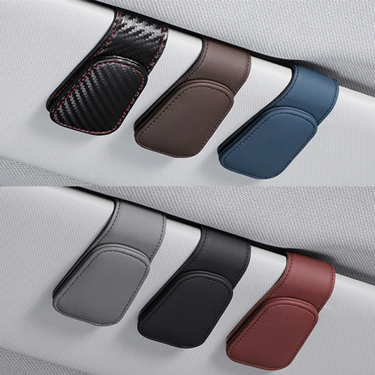 Universal Car Auto Sun Visor Eyeglass Hanger Clip Leather Glasses Holder Magnetic Multi-Function Automobile Accessories Storage - covers4phones