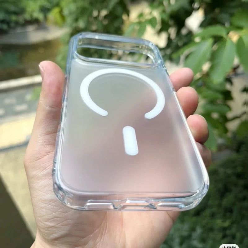 Original Frosted Transparent Magnetic Protective Case for iPhone 17 Air 17 Pro 16 15 14 13 Pro Max with Camera Button Protection