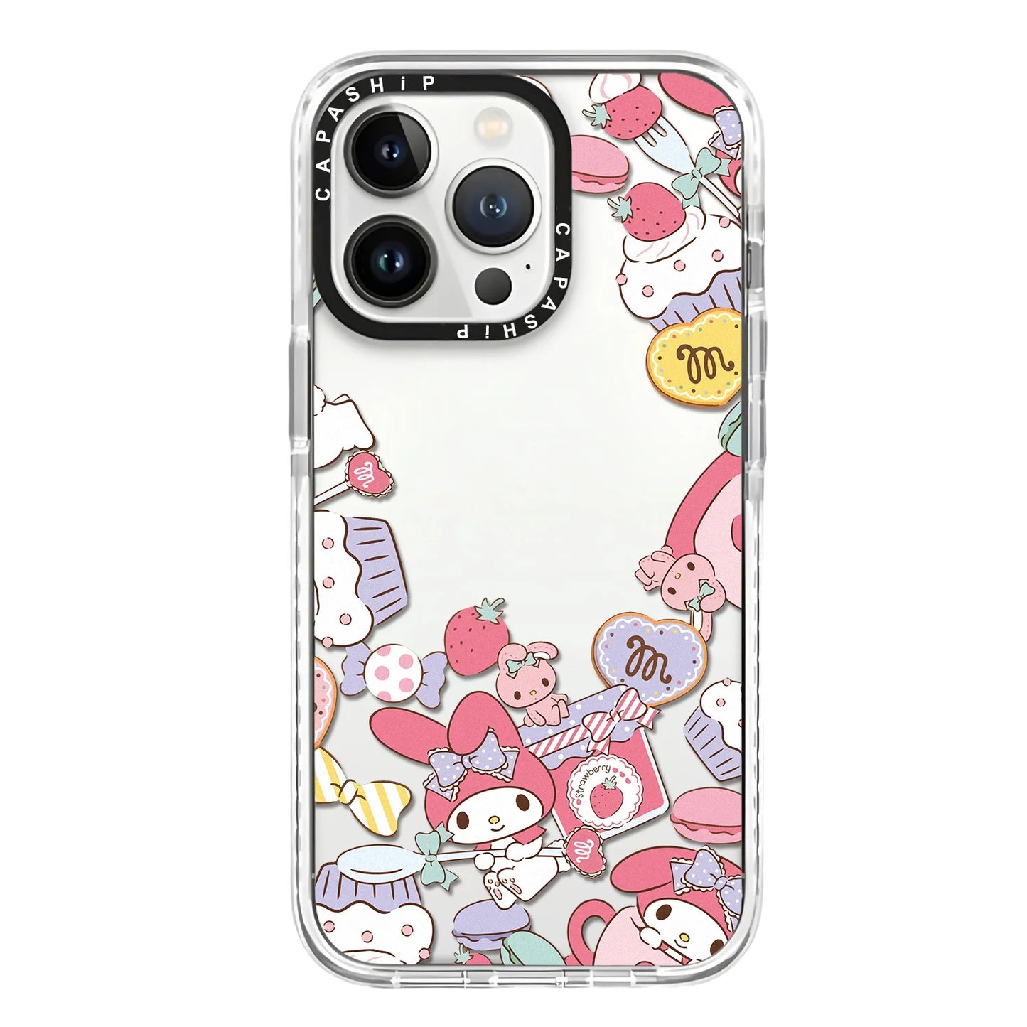 Miniso Cute Pink Melody Case for iPhone 15 16 promax 14 13 12 11 pro max Fruit strawberry Cake Clear Soft Couple Cases - covers4phones