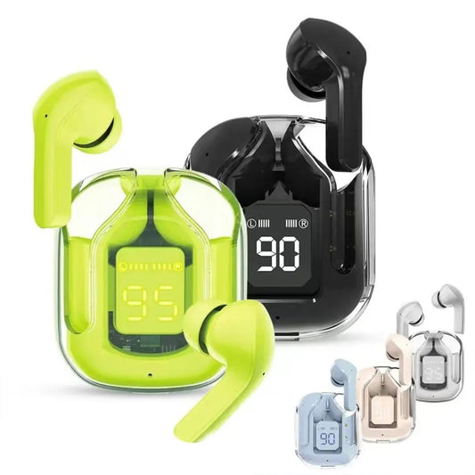 TWS Wireless Earphones Transparent Bluetooth In Ear Headset ENC Sports Headphones LED Power Digital Display Stereo Sound Earbuds - covers4phones